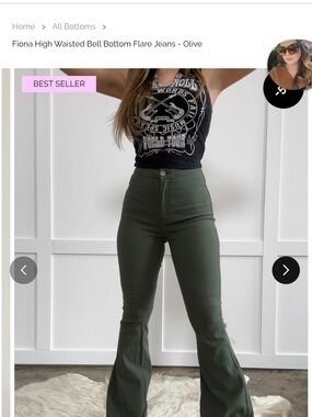 High-Rise Flare Pants in Olive Green - Fiona